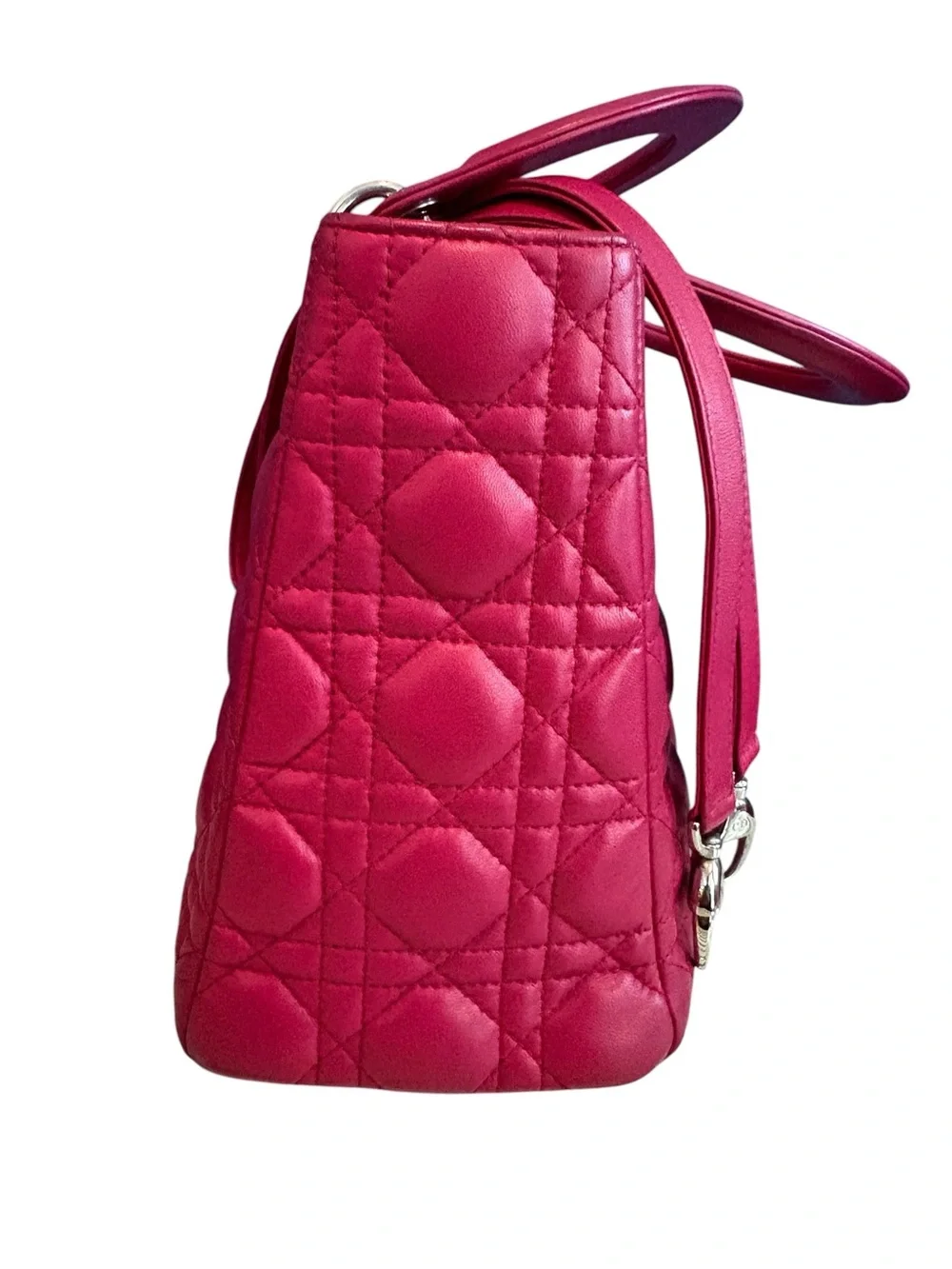 Dior Hot Pink Quilted Lady Dior Top-Handle Satchel